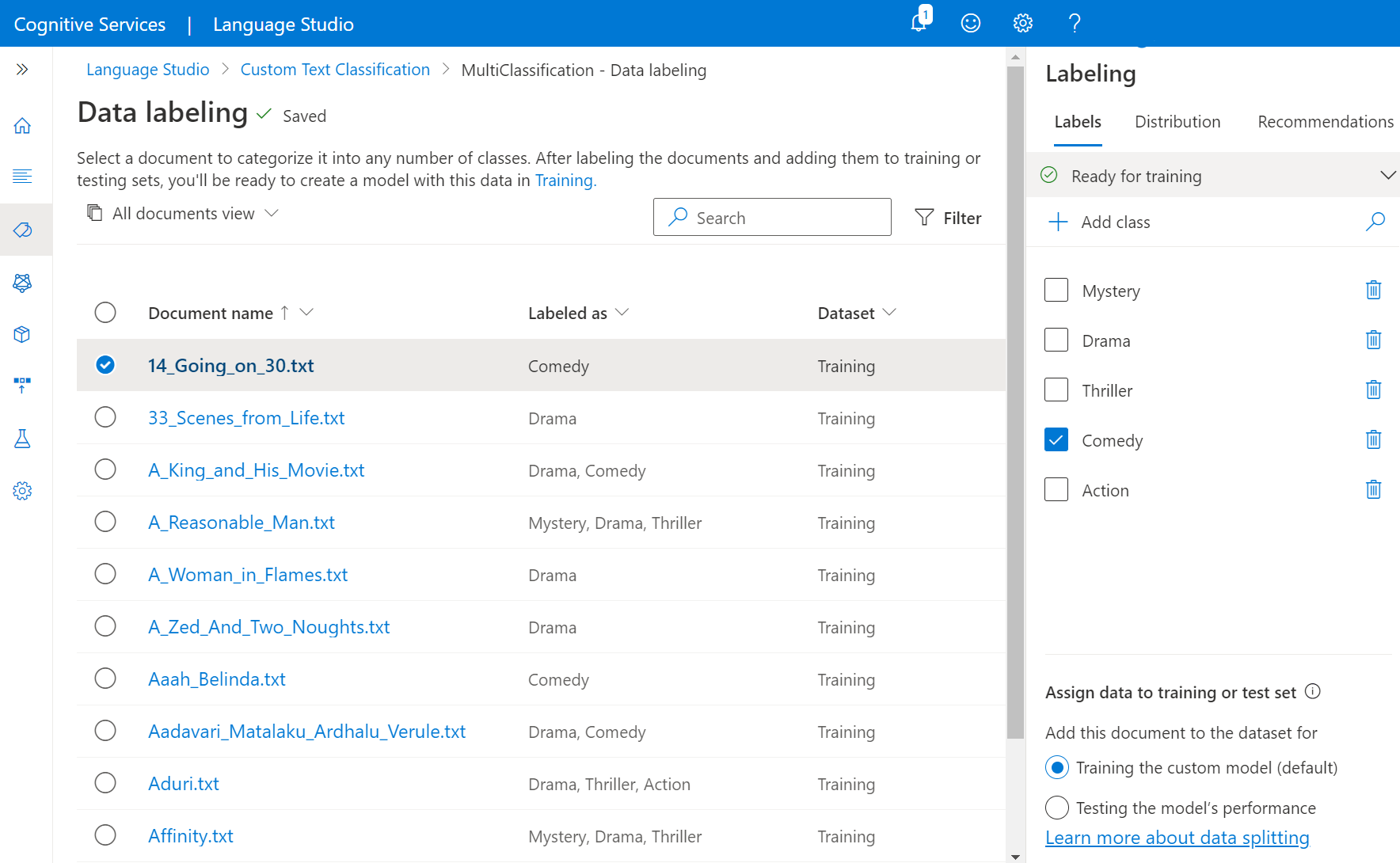 How to label your data for custom classification Azure Cognitive