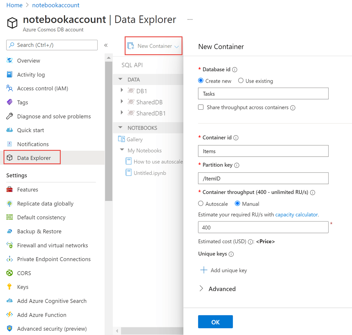 Create a container in Azure Cosmos DB for NoSQL Microsoft Learn
