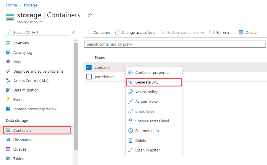 Generate a SAS token Azure Data Explorer & RealTime Analytics