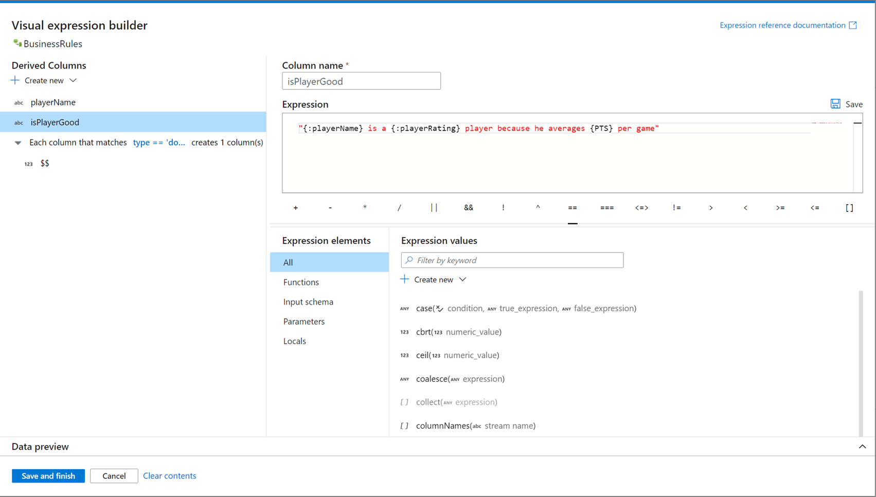 Expression builder in mapping data flows Azure Data Factory & Azure