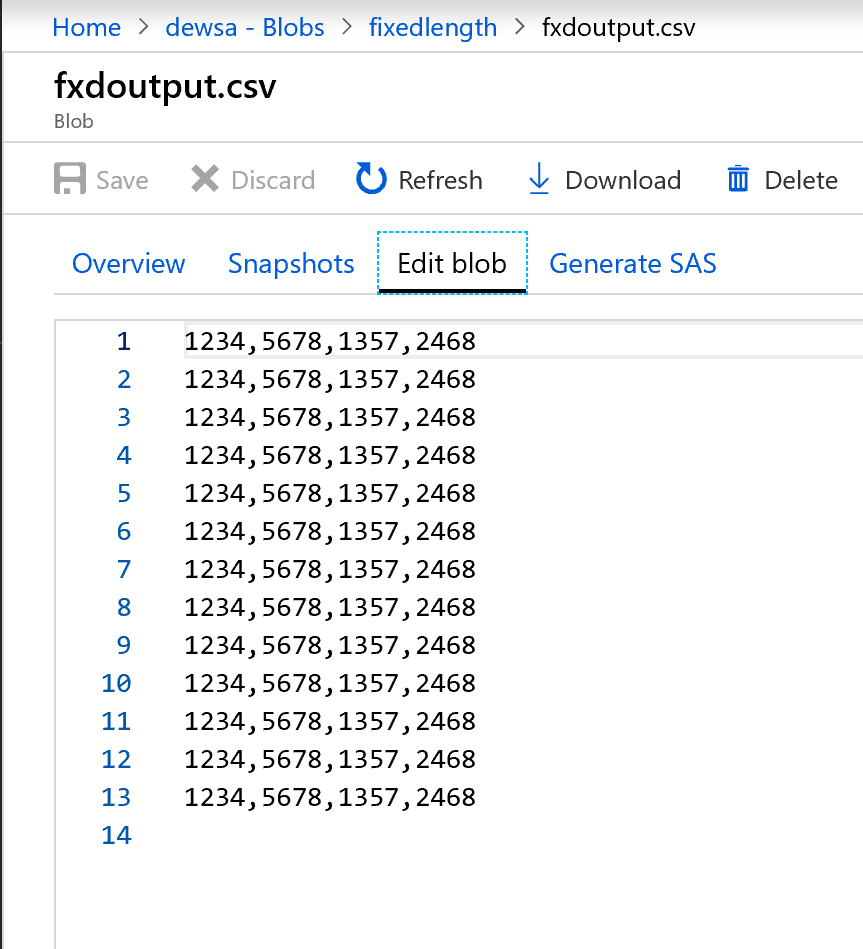 Process fixedlength text files with mapping data flows in Azure Data