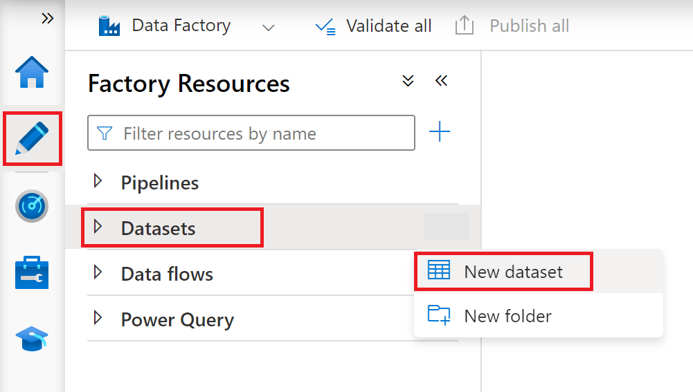 Set up a linked service and dataset for the SAP CDC connector Azure