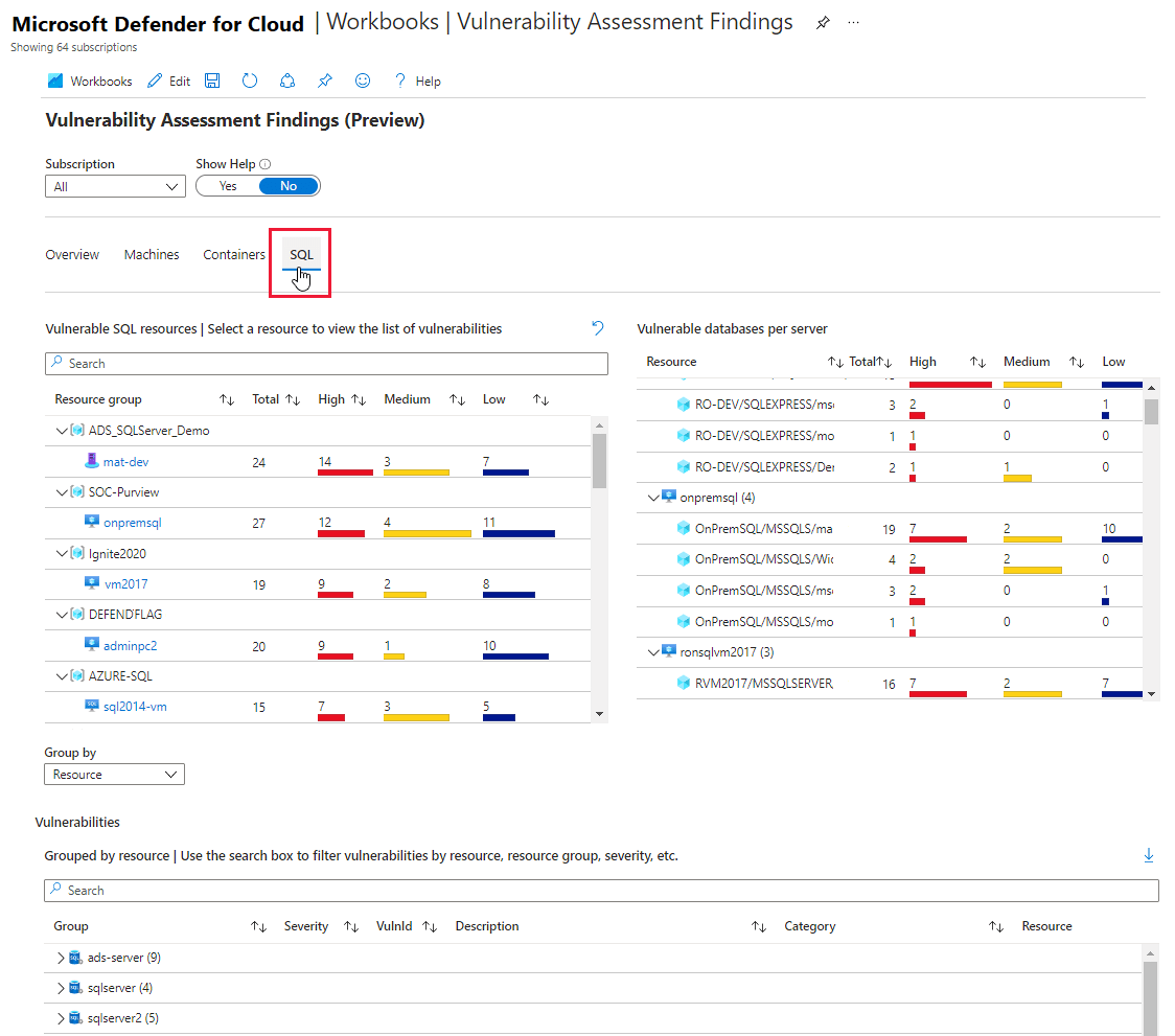 Scan for vulnerabilities on onpremises and Azure Arcenabled SQL