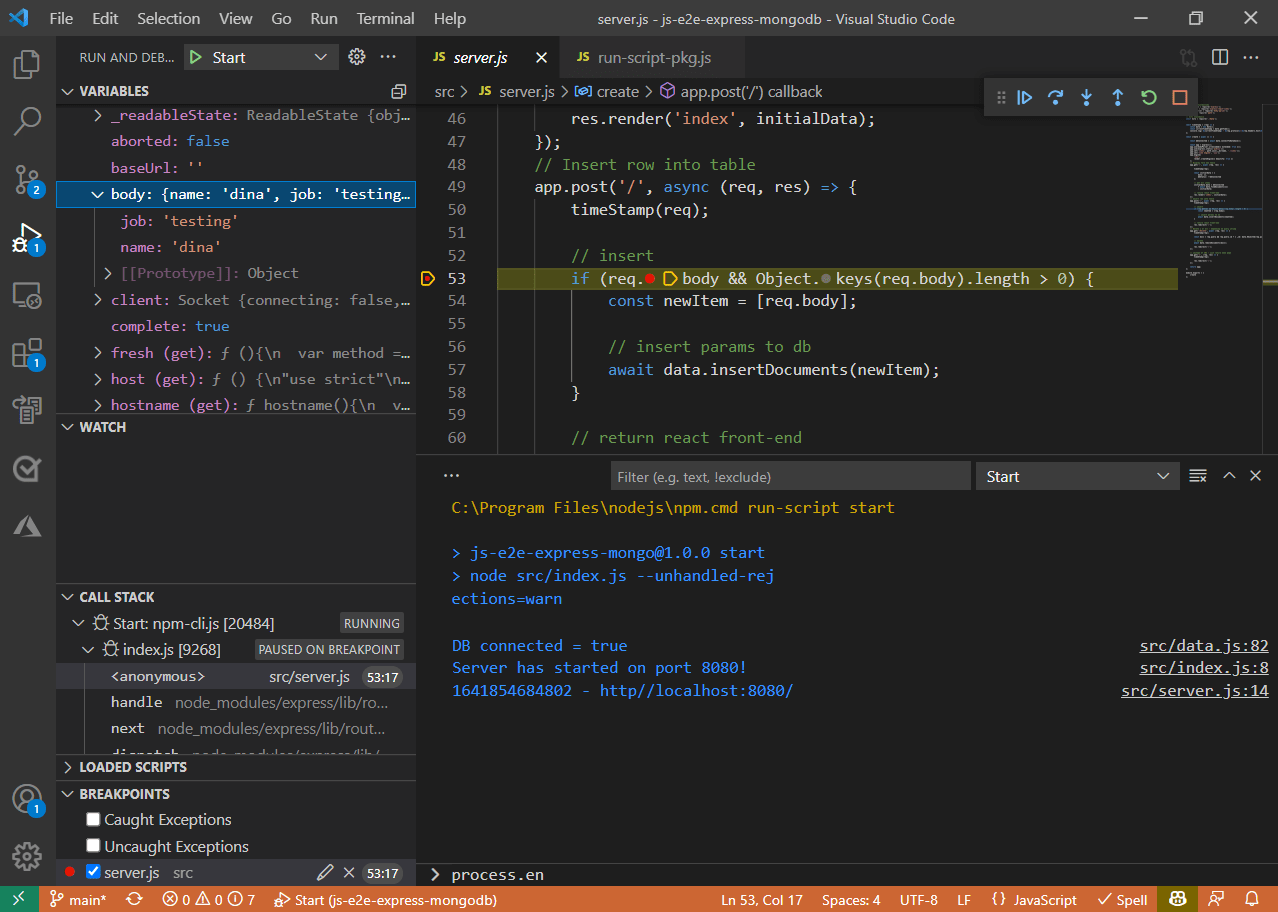 Develop Node.js with Visual Studio Code JavaScript on Azure