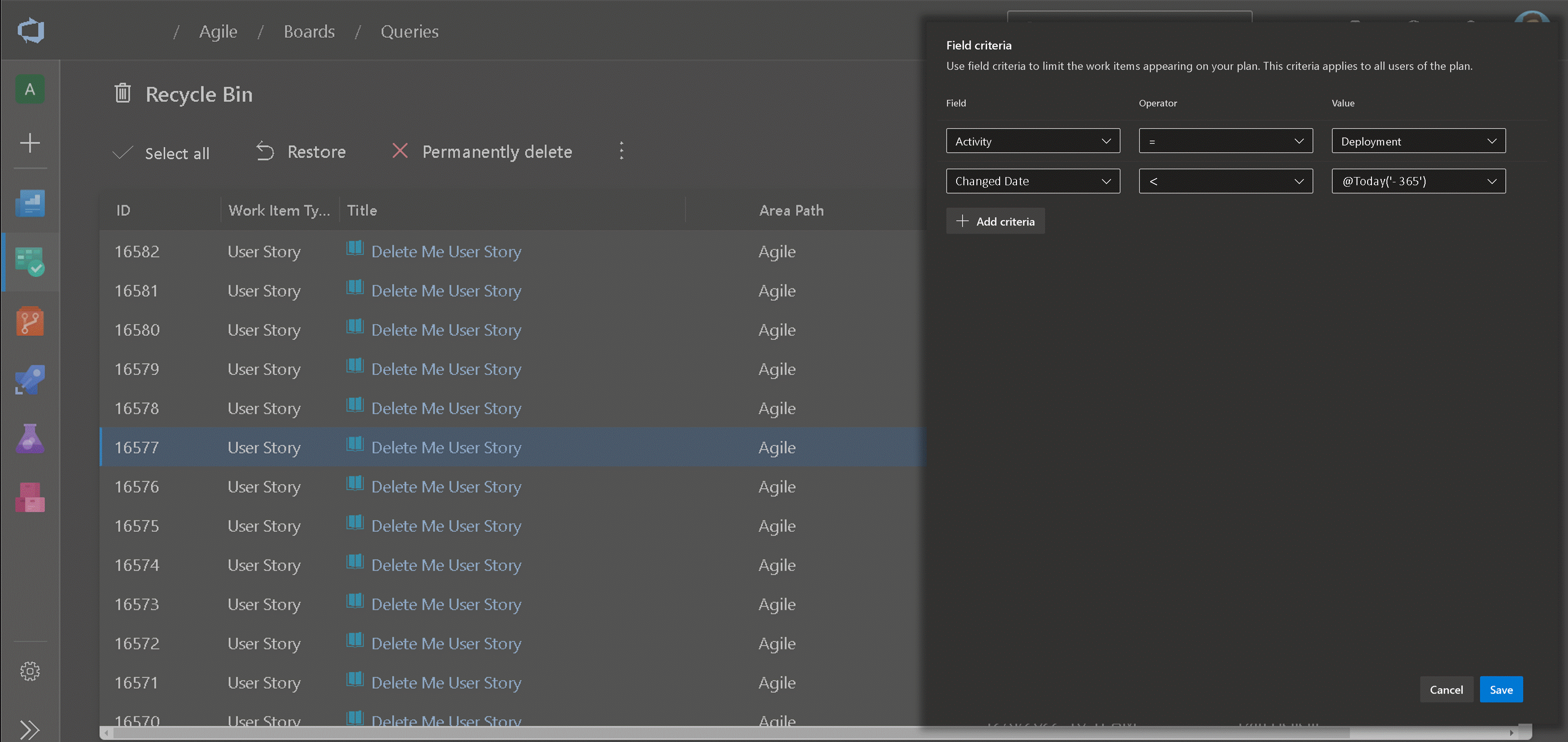 Work item recycle bin improvements Microsoft Learn