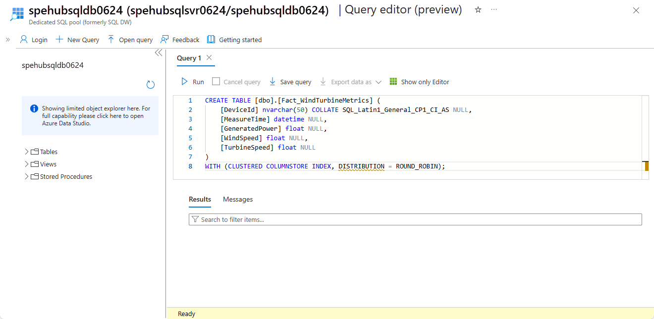 Tutorial Send Event Hubs data to data warehouse Event Grid Azure