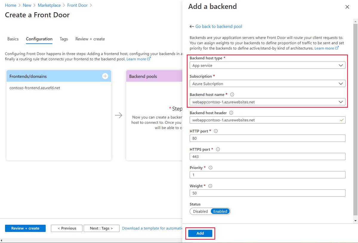 Quickstart How to use Azure Front Door Service to enable high