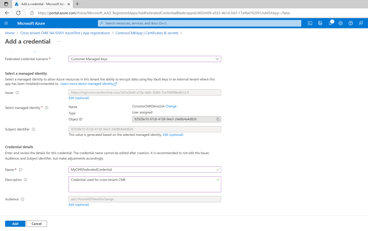 Configure crosstenant customermanaged keys for a new storage account