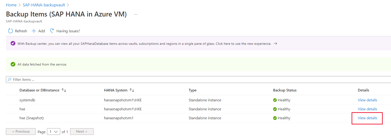 Quickstart Restore the entire SAP HANA system to a snapshot restore
