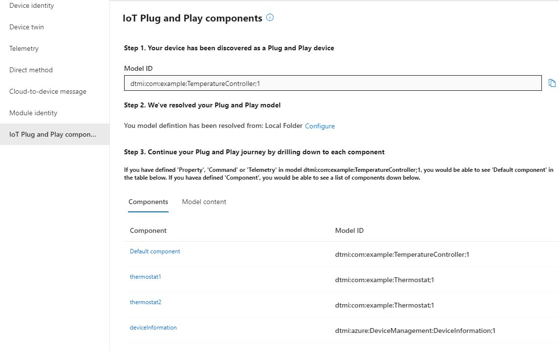 Tutorial Connect an IoT Plug and Play multiple component device