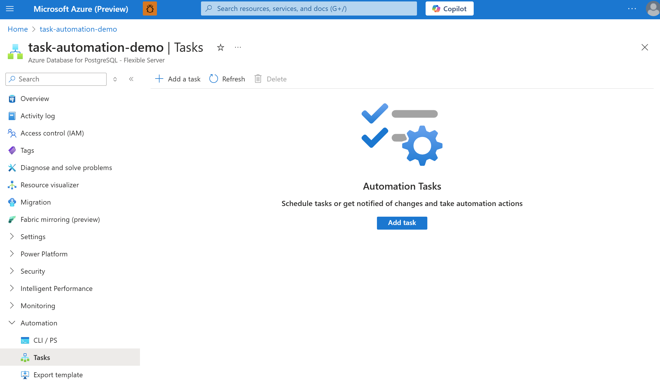 Stop/start automation tasks Azure Database for PostgreSQL Flexible