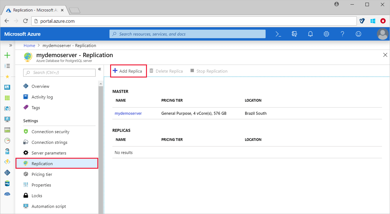Manage read replicas Azure portal Azure Database for PostgreSQL