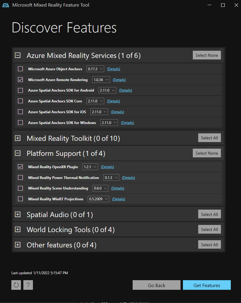 Install the Remote Rendering package for Unity Azure Remote Rendering