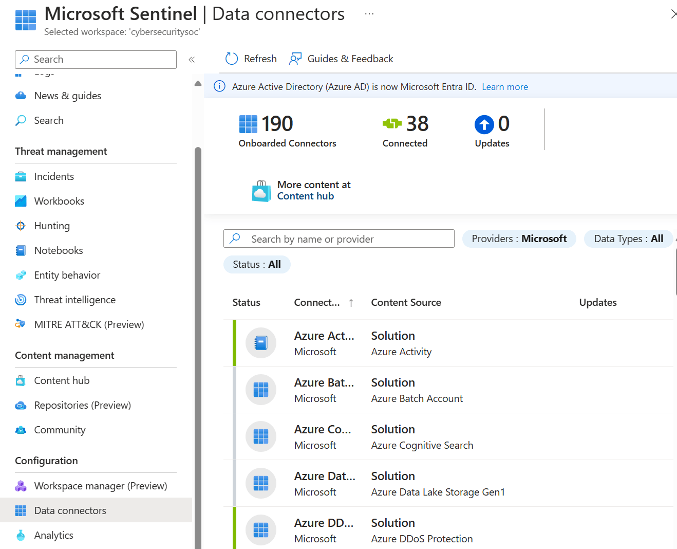 Microsoft Sentinel data connectors Microsoft Learn
