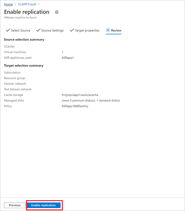 Enable replication for VMware VM disaster recovery to Azure with Azure