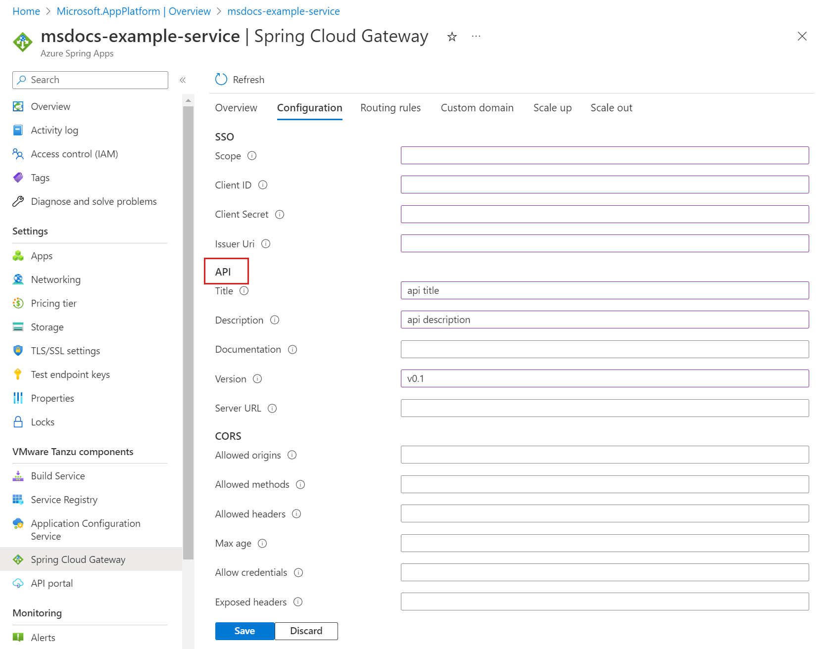 Configure VMware Spring Cloud Gateway Microsoft Learn