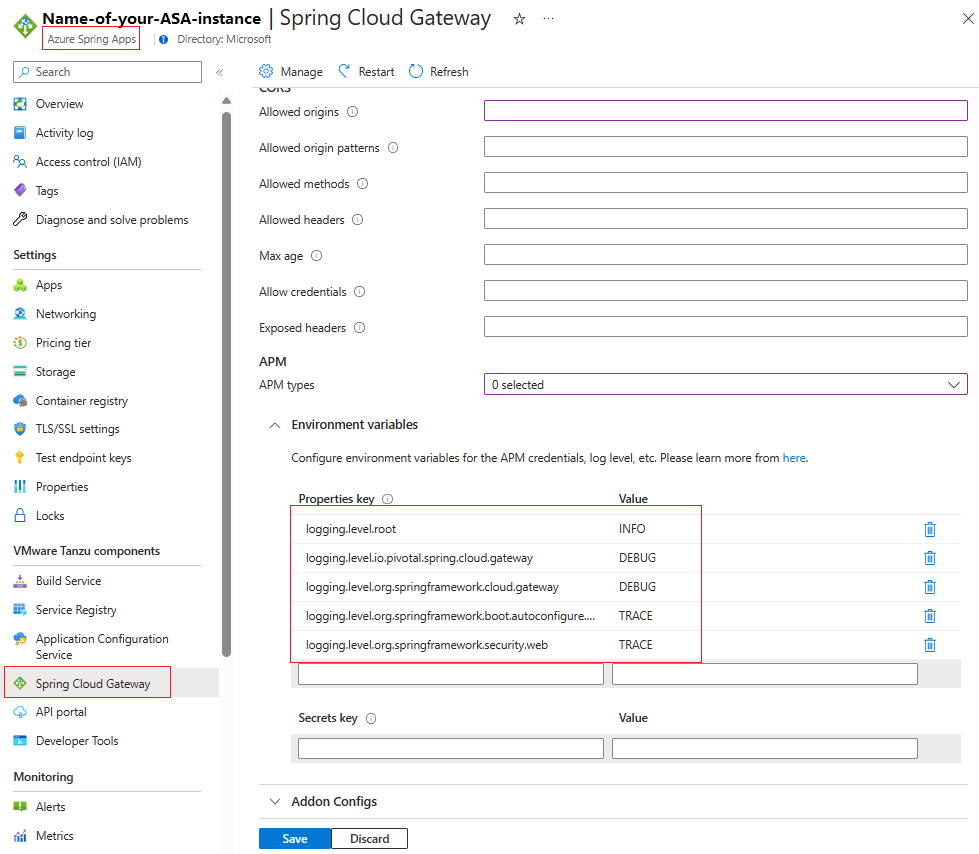 Configure VMware Spring Cloud Gateway Microsoft Learn