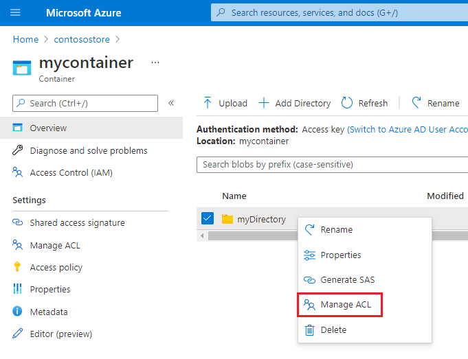 Use the Azure portal to manage ACLs in Azure Data Lake Storage Gen2