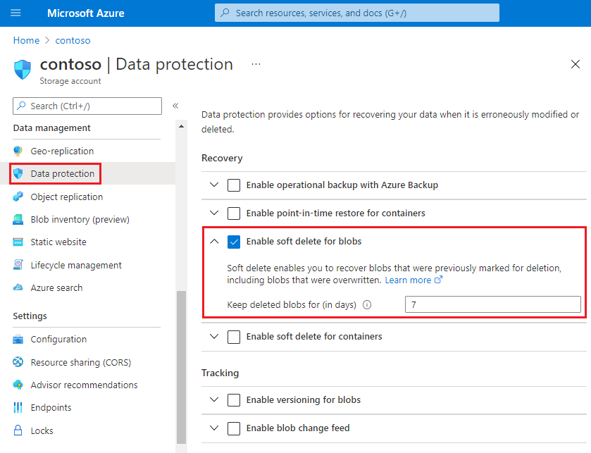 Enable soft delete for blobs Azure Storage Microsoft Learn
