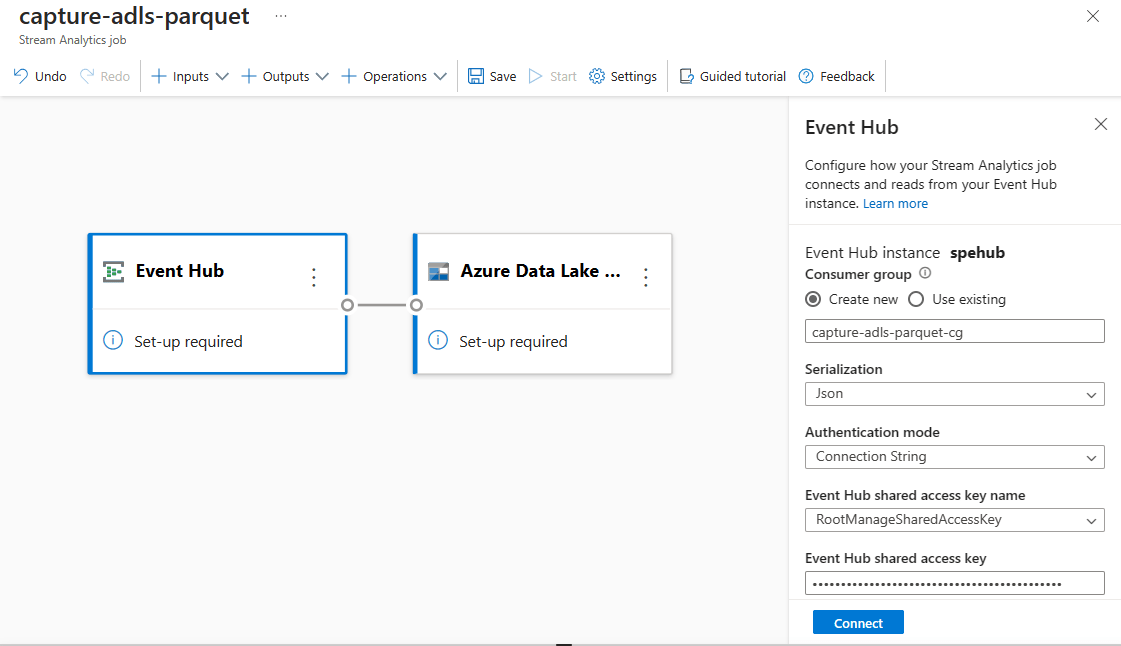 Capture data from Event Hubs into Azure Data Lake Storage Gen2 in