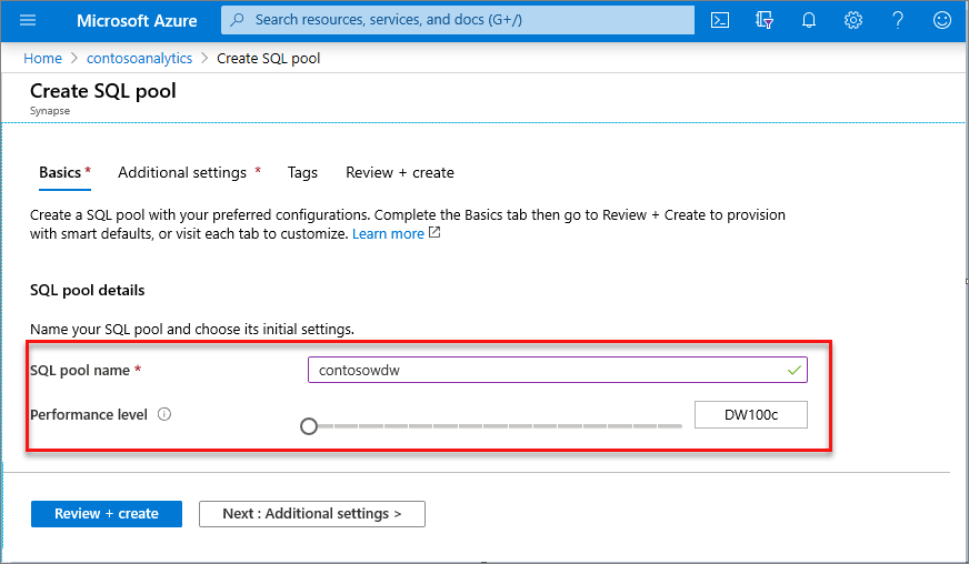 Quickstart Create a dedicated SQL pool using the Azure portal Azure