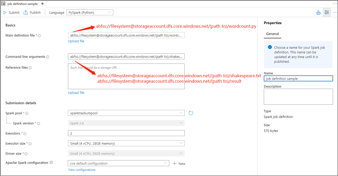Tutorial Create Apache Spark job definition in Synapse Studio Azure