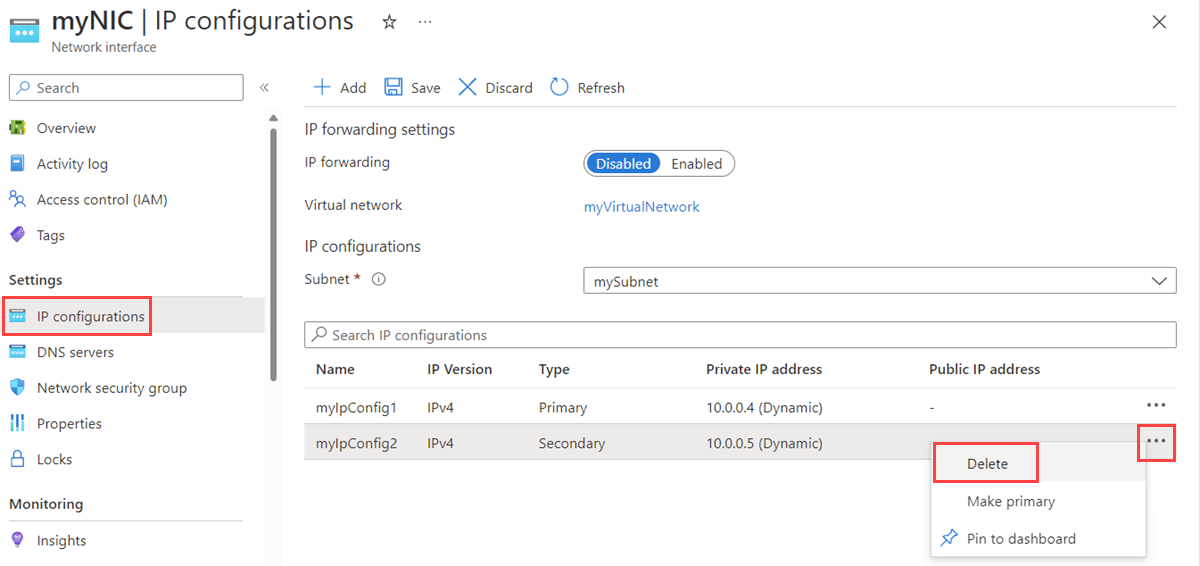 Configure IP addresses for an Azure network interface Microsoft Learn