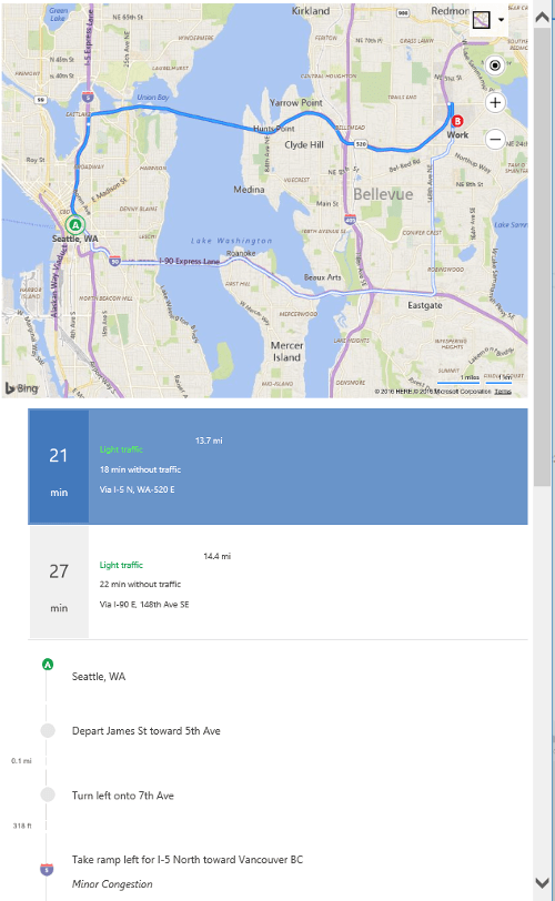 Bing Traffic Map For Wa Calculate Driving Directions Bing Maps Microsoft Learn