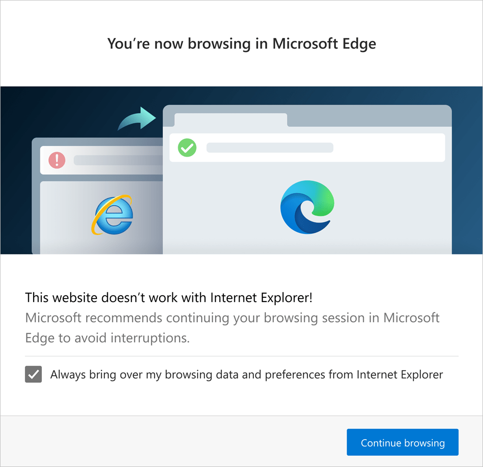 Redirection from Internet Explorer to Microsoft Edge for