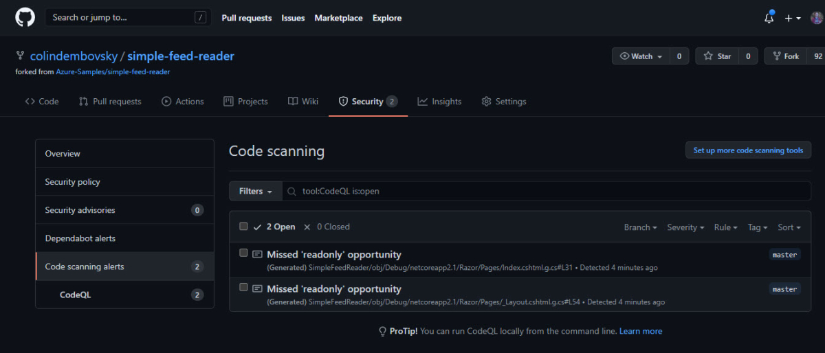 DevOps with and GitHub Actions Secure code with CodeQL