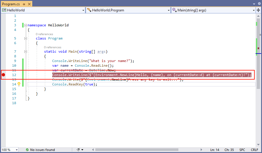 Debug a console application using Visual Studio Microsoft