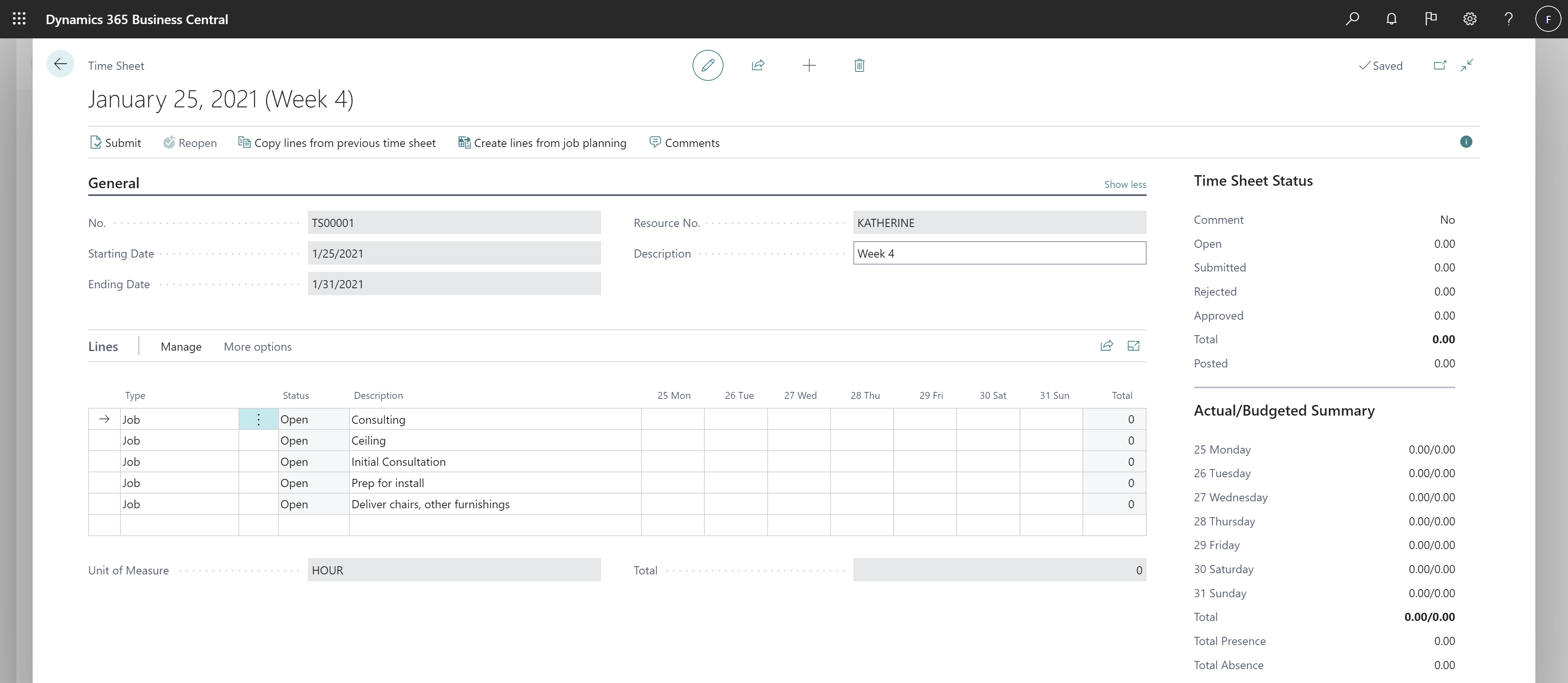Unlock time sheets in Business Central using assisted setup and data