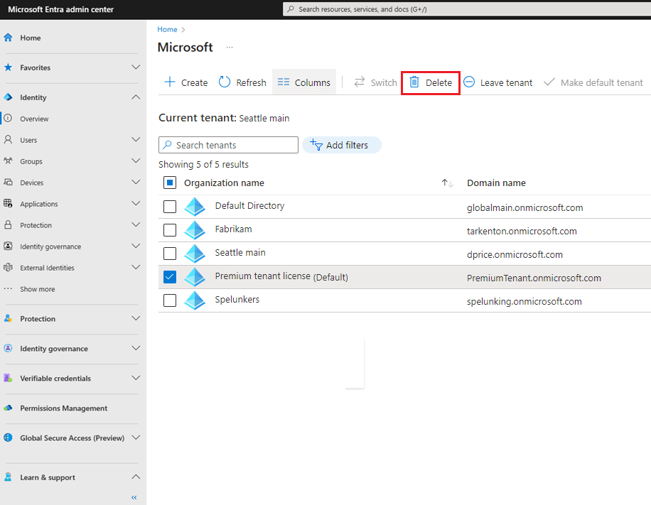 Delete a Microsoft Entra tenant Microsoft Entra ID Microsoft Learn