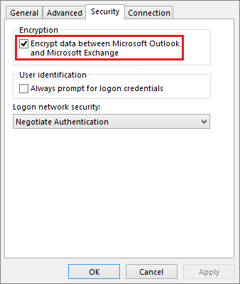 Outlook connection issues with Exchange mailboxes because of the
