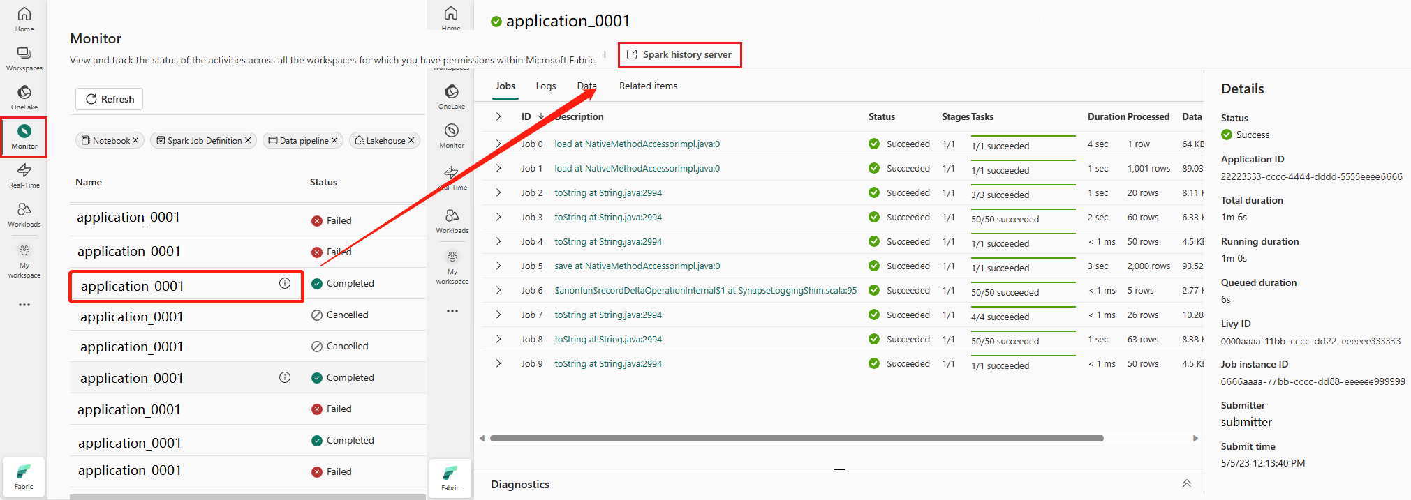 Debug apps with the extended Apache Spark history server Microsoft