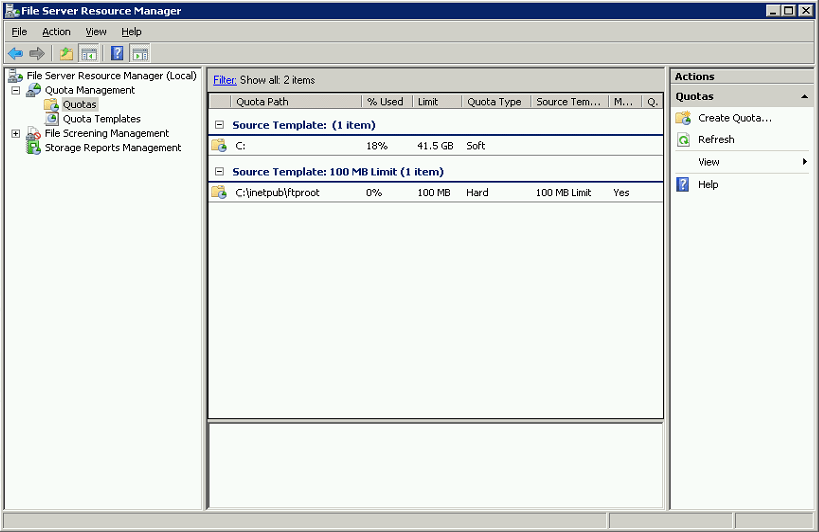 Using FSRM Folder Quotas with FTP in IIS 7 Microsoft Learn