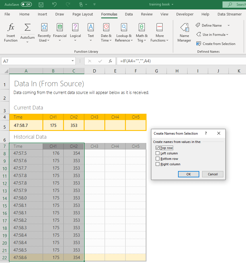 Tutorial Visualize streaming data Excel Data Streamer Microsoft Learn