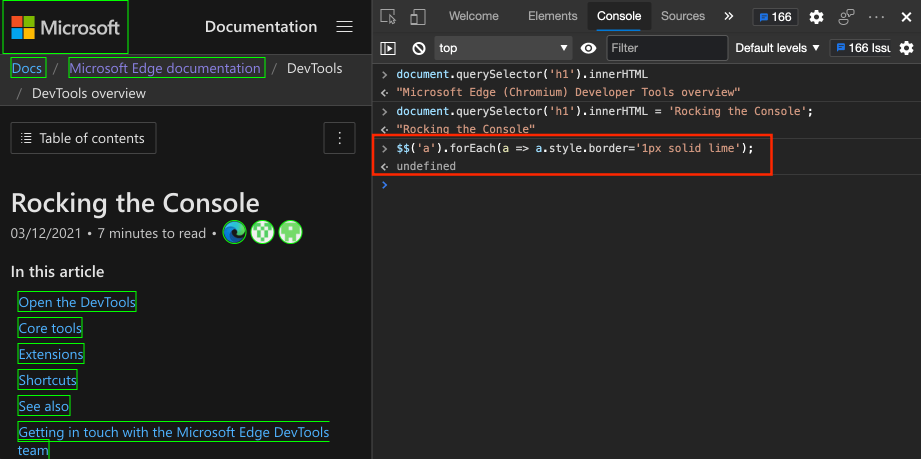 Console overview Microsoft Edge Development Microsoft Learn