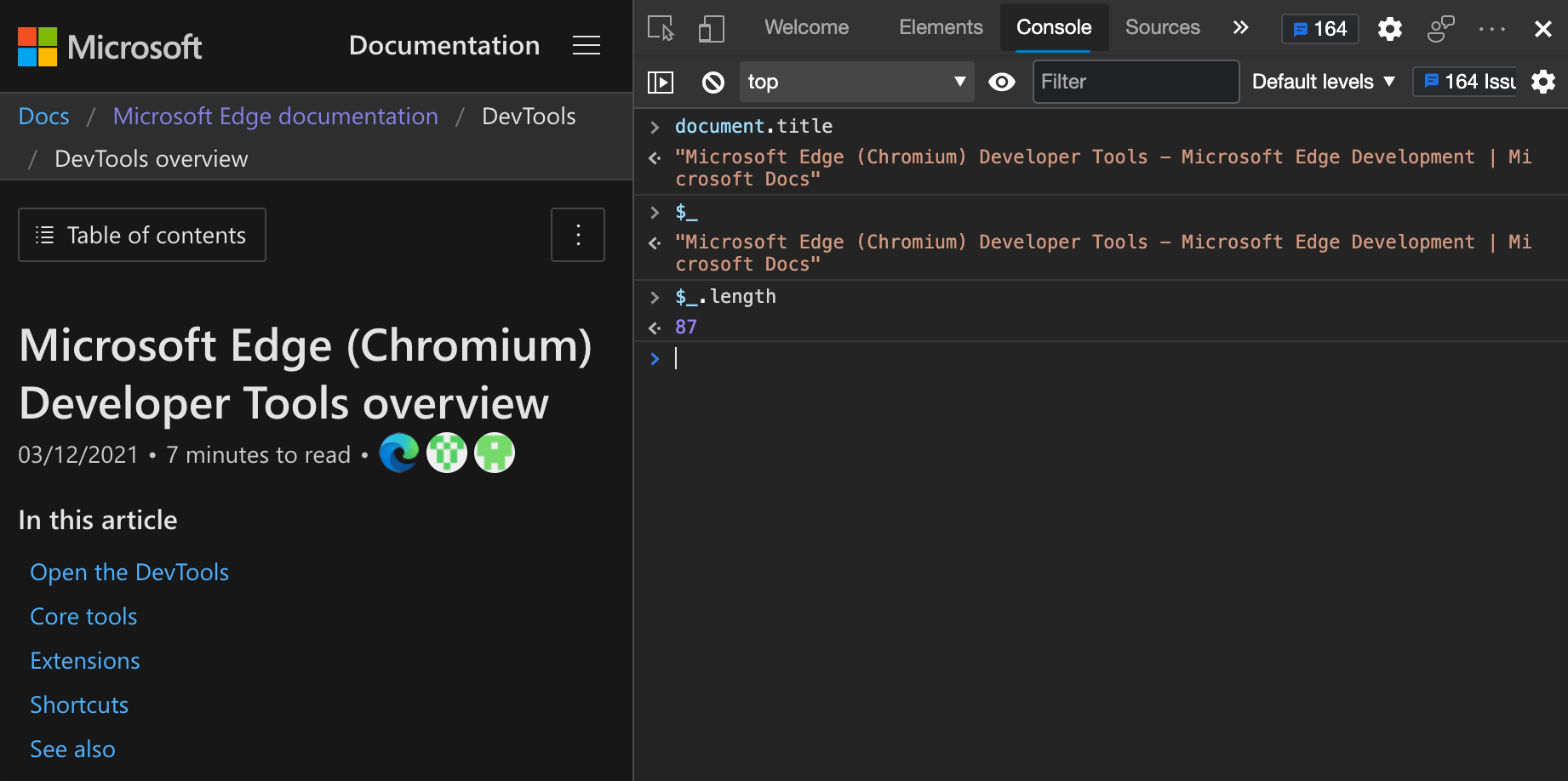Run JavaScript in the Console Microsoft Edge Development Microsoft