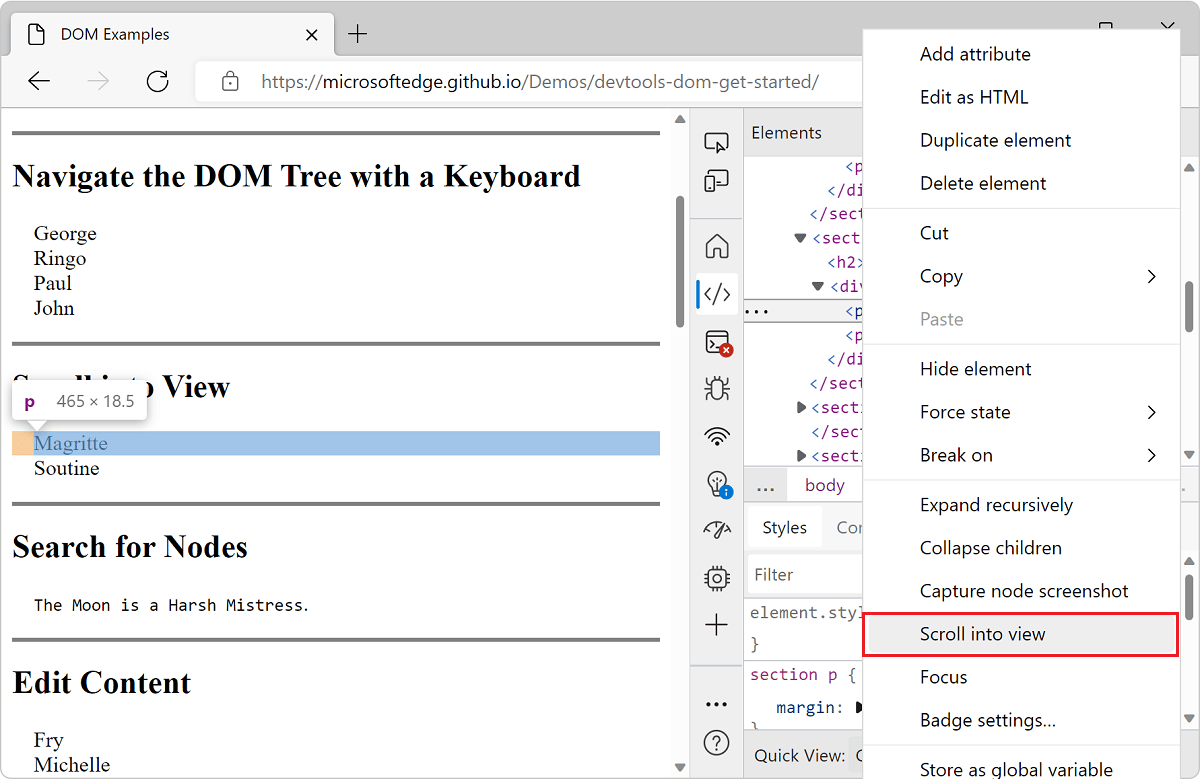 Get started viewing and changing the DOM Microsoft Edge Development