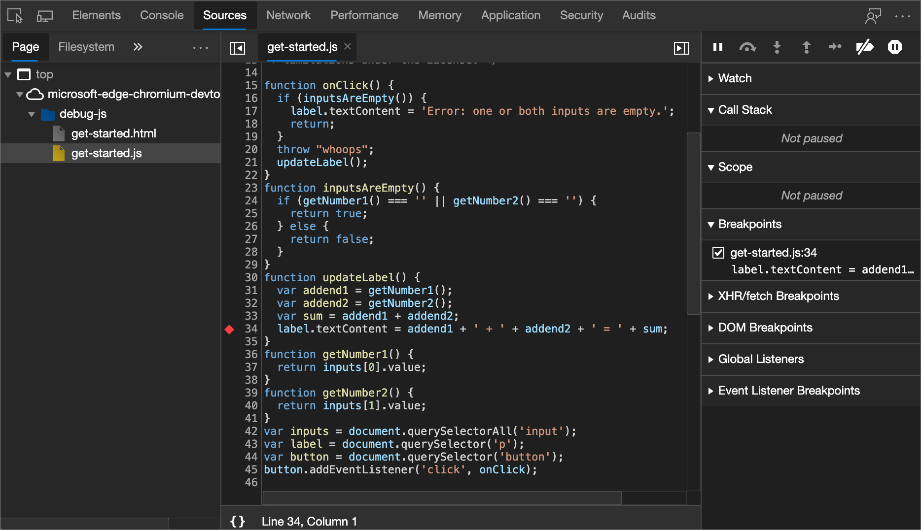 Pause code with breakpoints Microsoft Edge Development Microsoft Learn