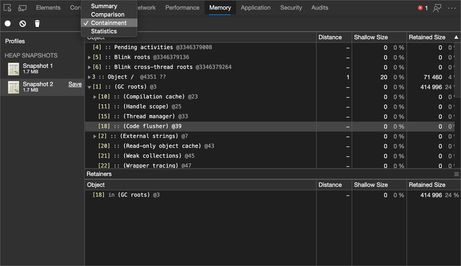 Record heap snapshots using the Memory tool Microsoft Edge