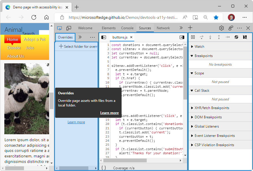Devtools Debugger Microsoft Edge Development