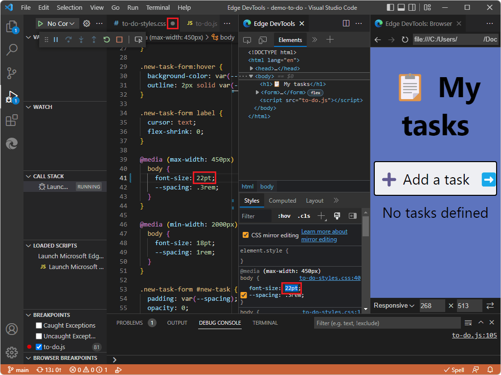 Update .css files from within the Styles tab (CSS mirror editing