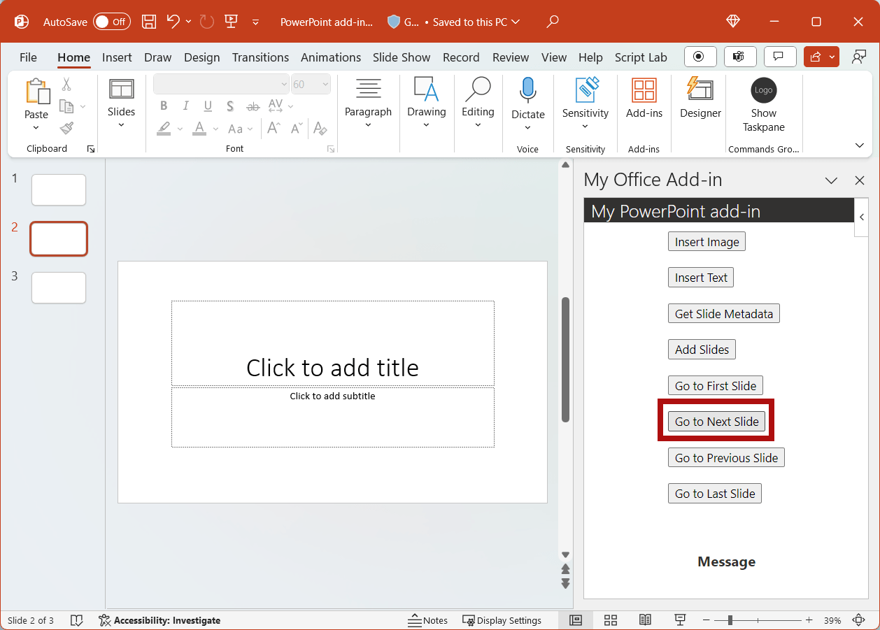 PowerPoint addin tutorial Office Addins Microsoft Learn
