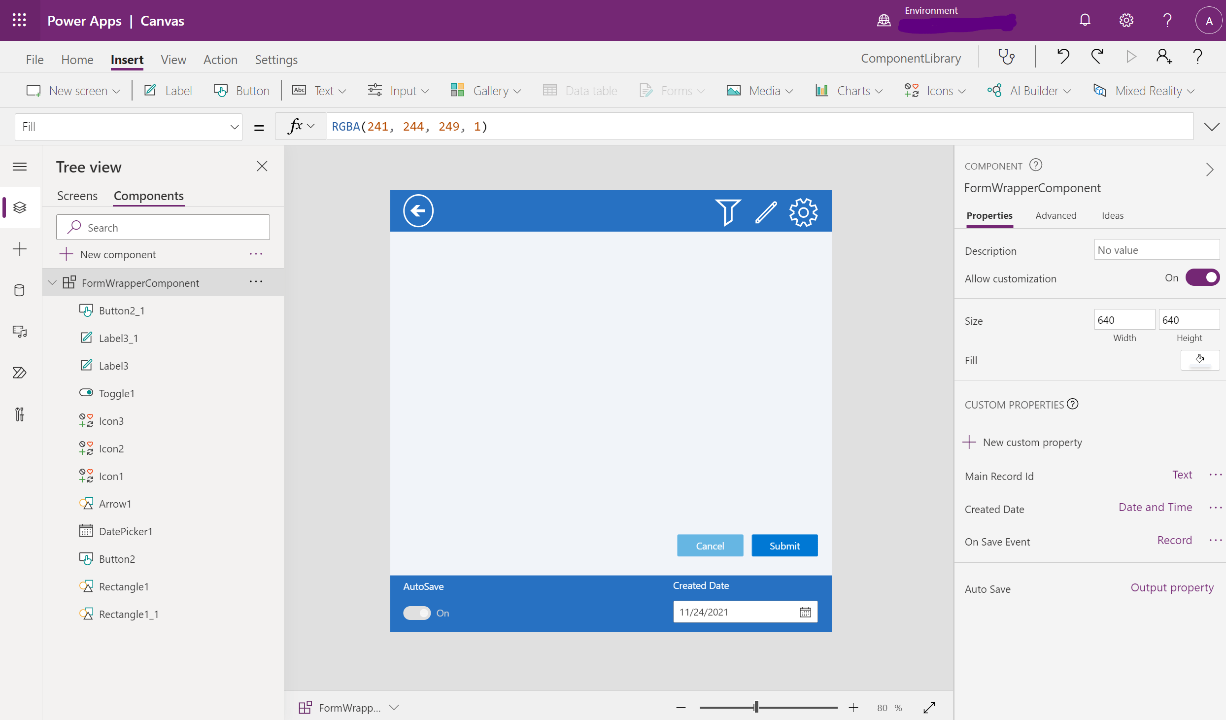 Add canvas components to a custom page for your modeldriven app