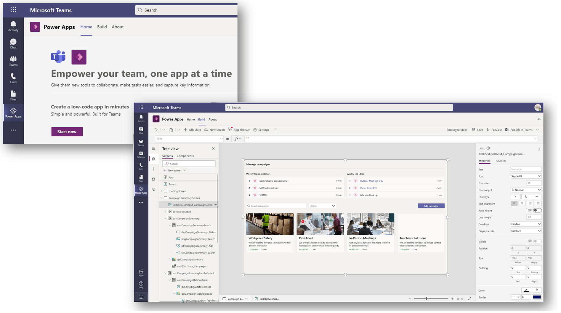 Create apps in Microsoft Teams by using Power Apps Power Apps