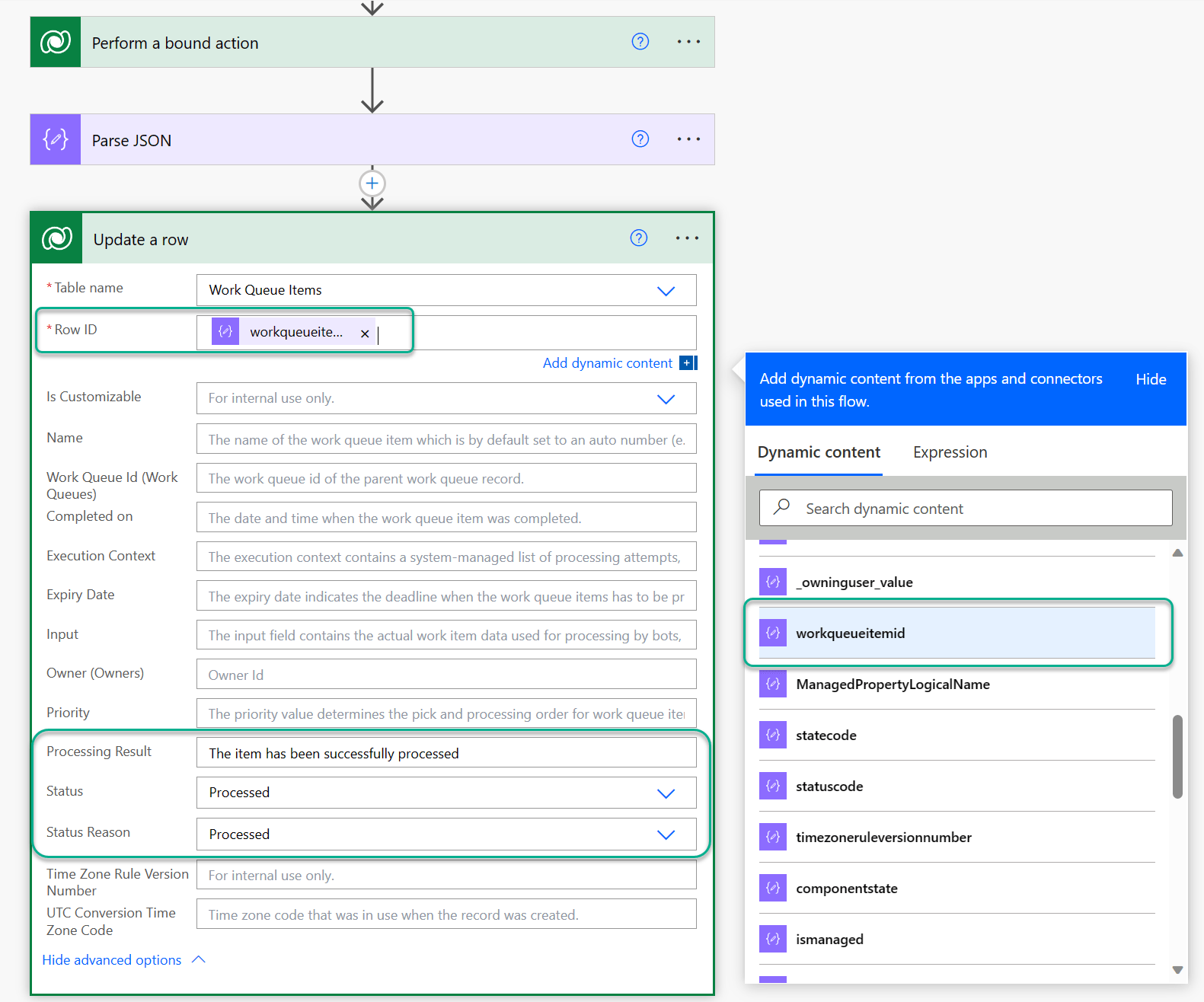 Process, add, update and requeue work queue items Power Automate