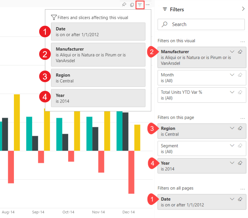 Tour the report Filters pane Power BI Microsoft Learn