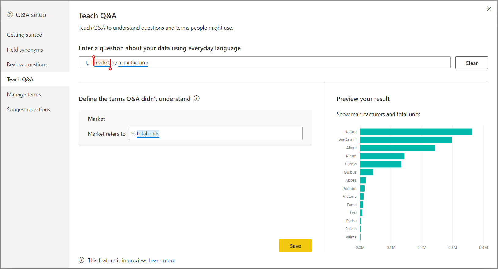 Intro to Q&A tooling to train Power BI Q&A (preview) Power BI